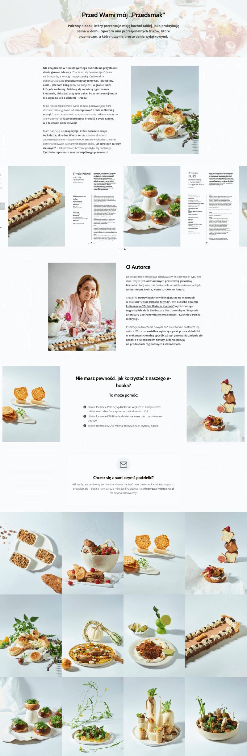 strona produktowa dla e-booka kulinarnego
