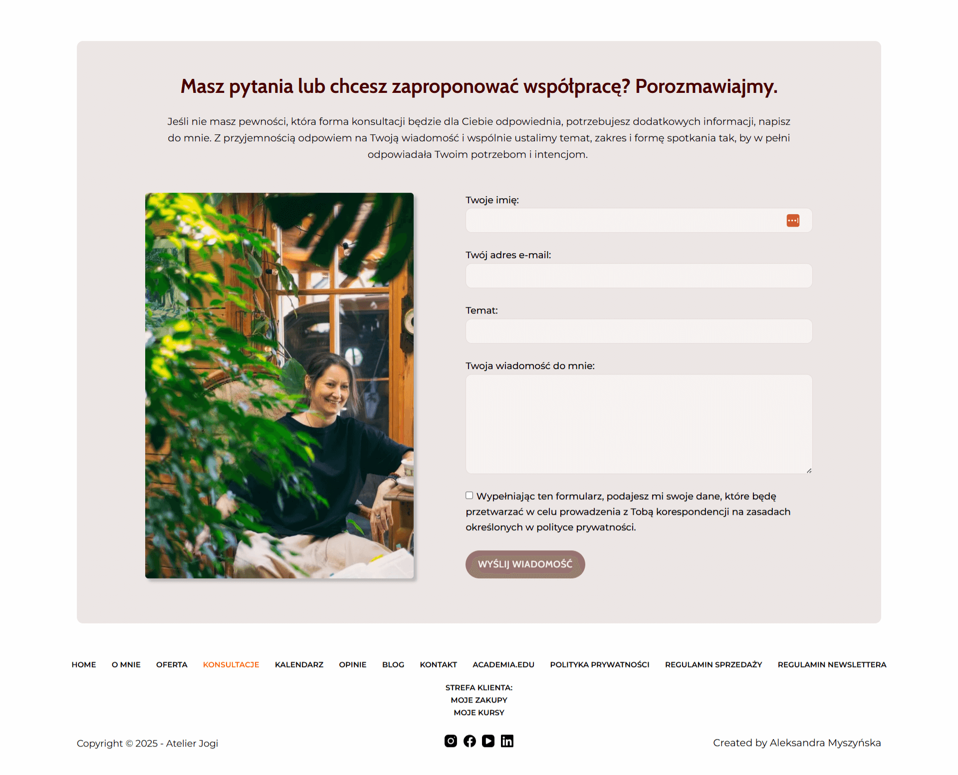 formularz kontaktowy na stronie internetowej