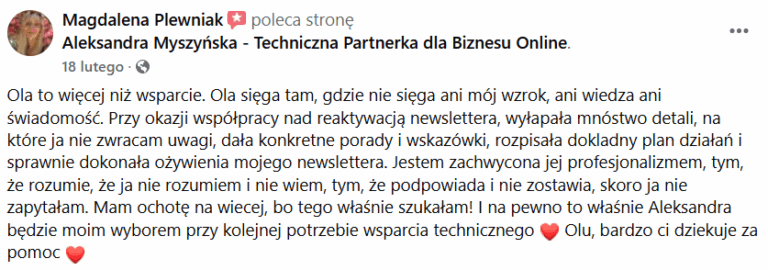 opinia o współpracy