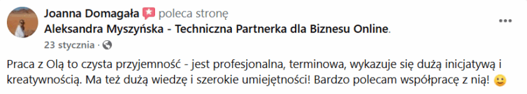 opinia o współpracy