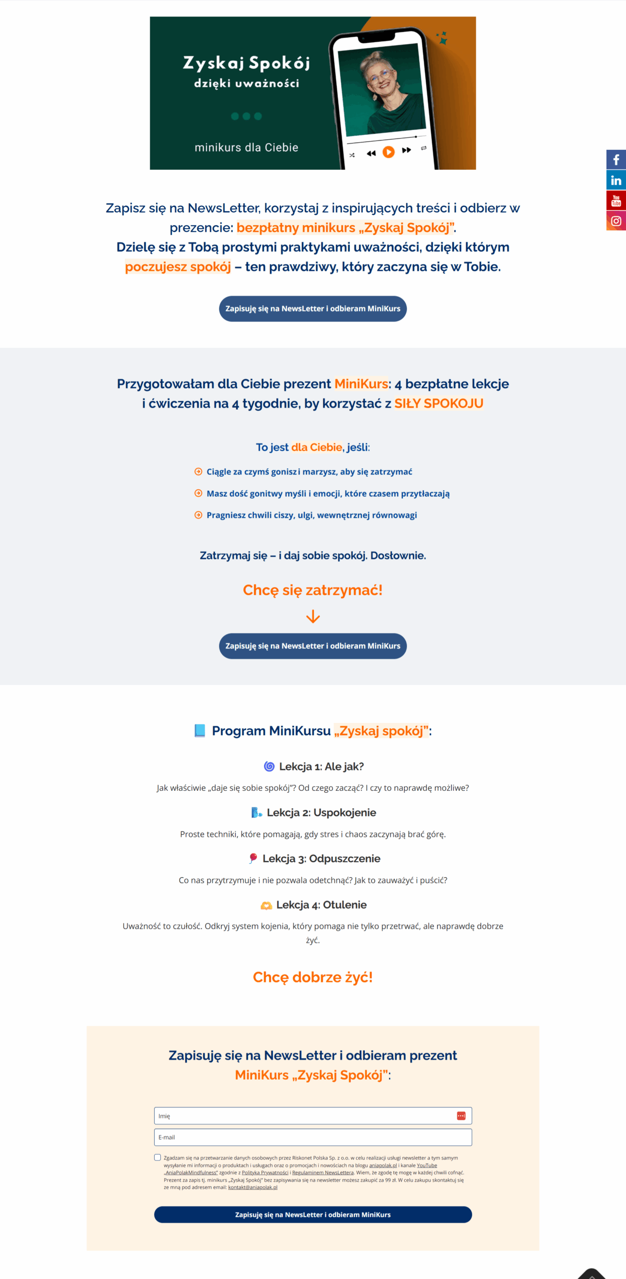 Landing page zapis do newslettera