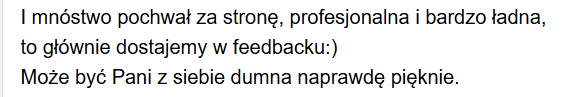 słowa zadowolonej Klientki