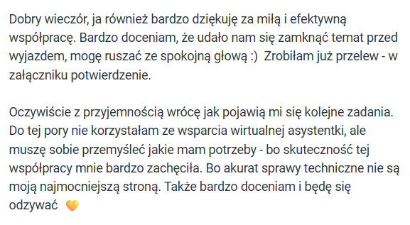 słowa zadowolonej Klientki