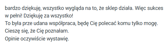 słowa zadowolonej Klientki
