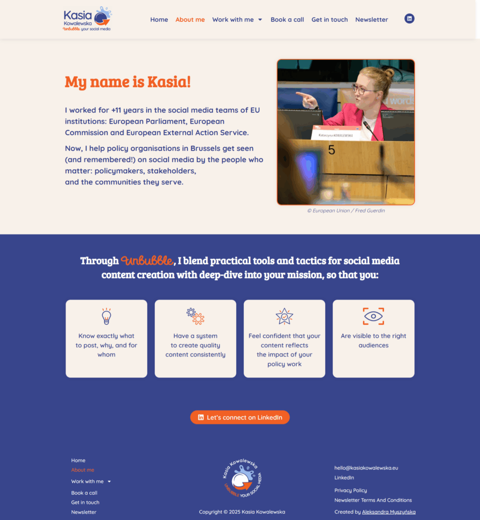 Strona dla konsultantki social media.