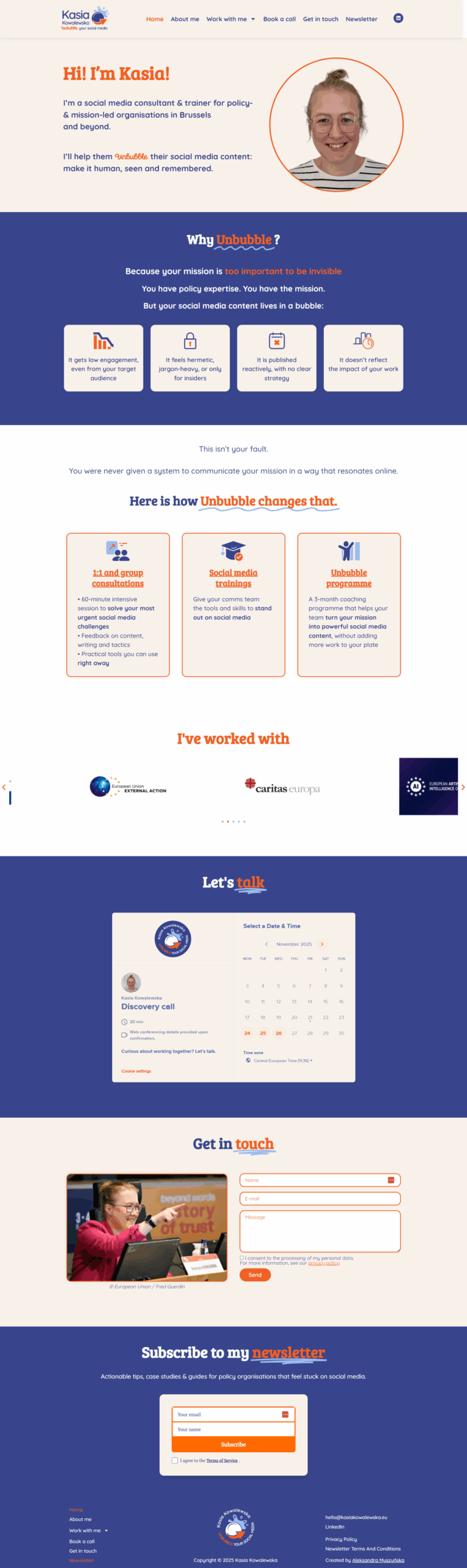 Strona wizytówka dla trenerki i konsultantki social media.