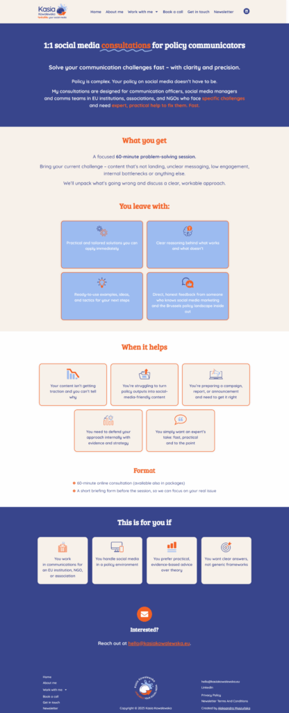 Strona z ofertą konsultacji.