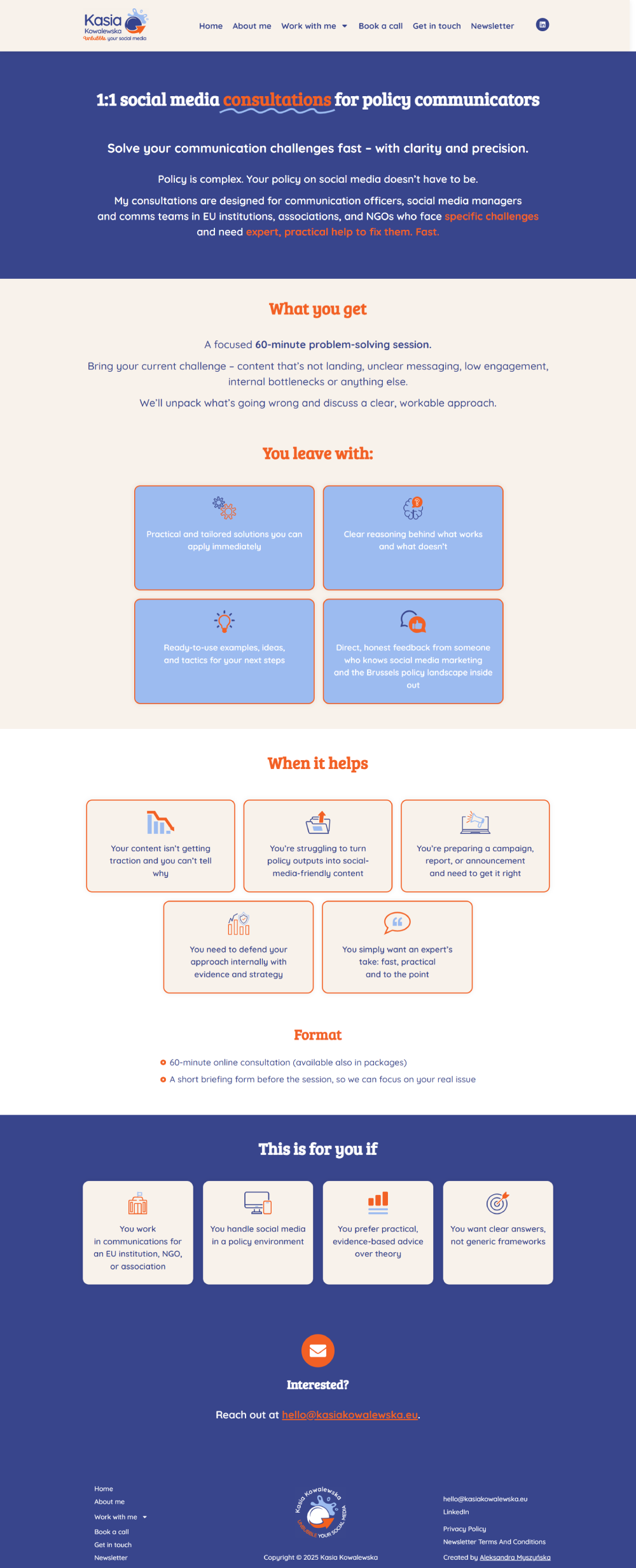 Strona z ofertą konsultacji.