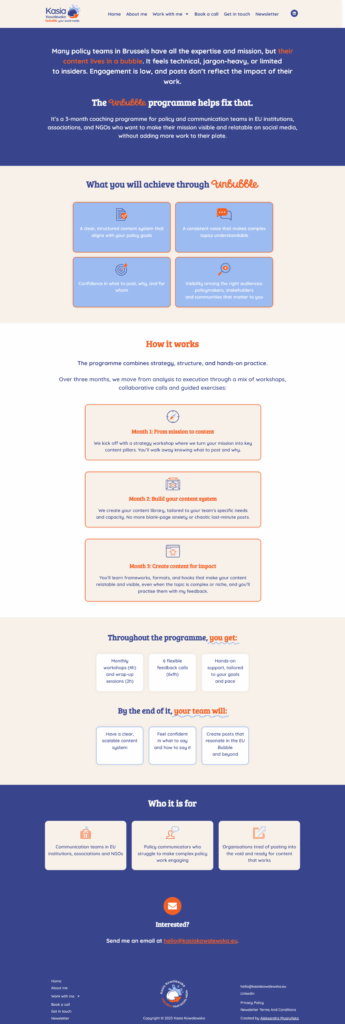 Strona z ofertą programu mentoringowego.