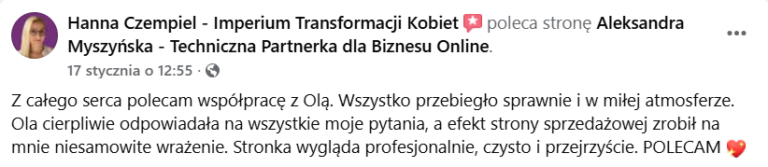 Aleksandra Myszyńska opinia o współpracy