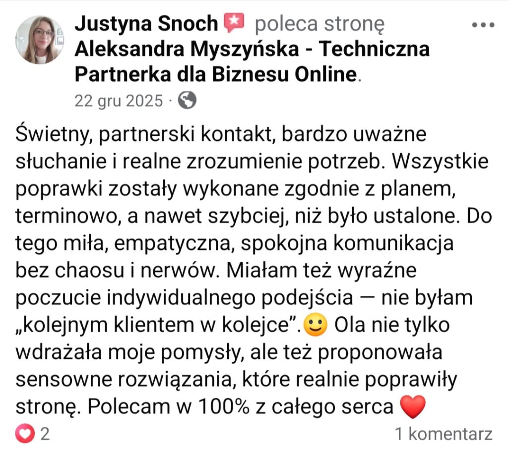 Aleksandra Myszyńska opinia o współpracy