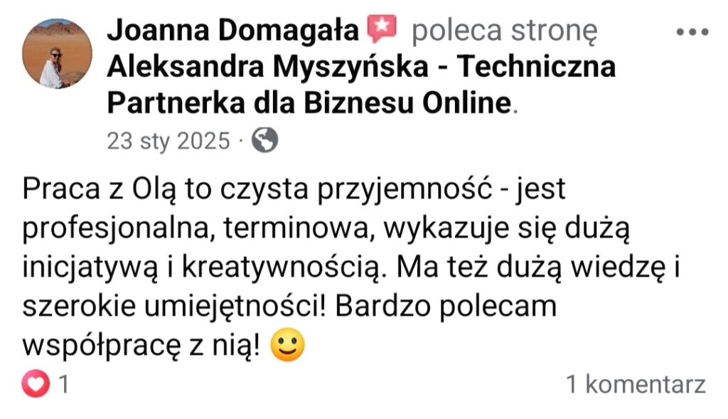 Aleksandra Myszyńska opinia o współpracy