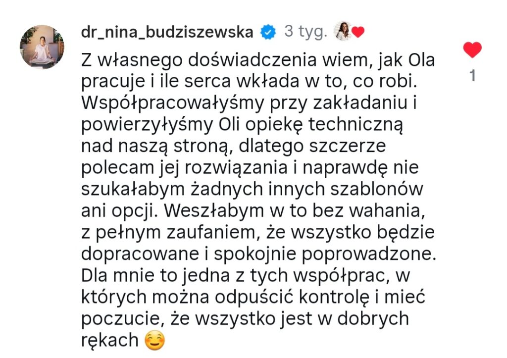 Aleksandra Myszyńska opinia o współpracy