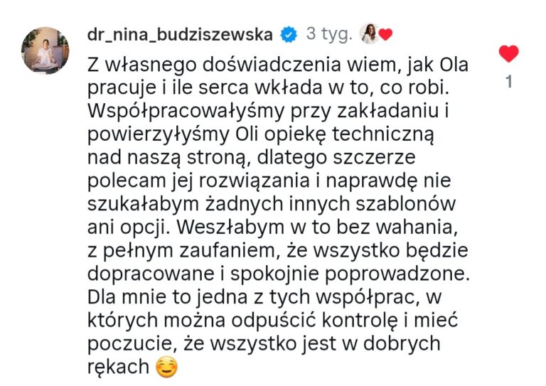 Aleksandra Myszyńska opinia o współpracy