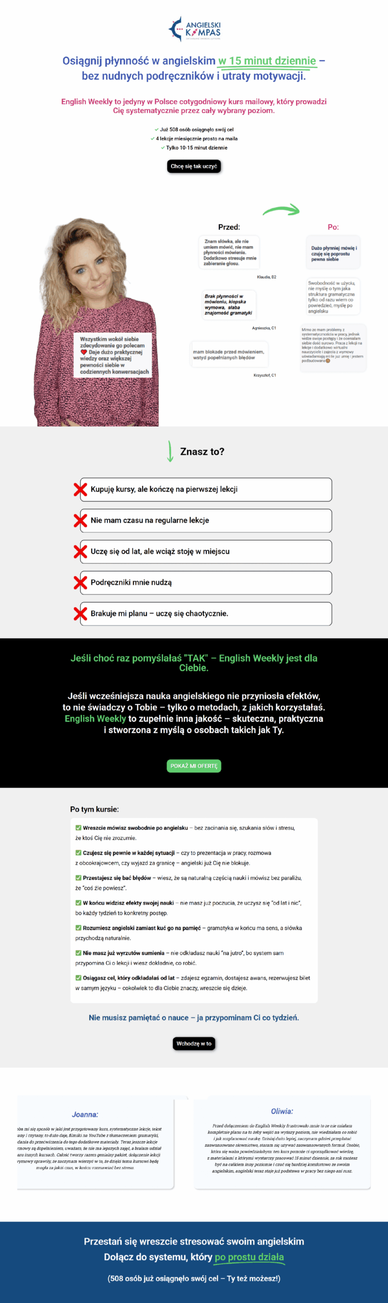 Strona sprzedażowa kursu angielskiego online