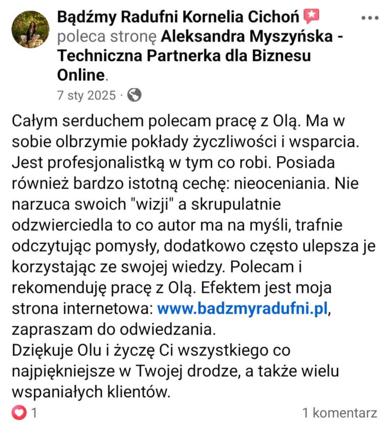 Aleksandra Myszyńska opinia o współpracy