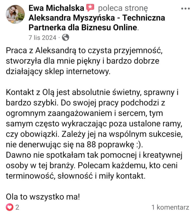 Aleksandra Myszyńska opinia o współpracy