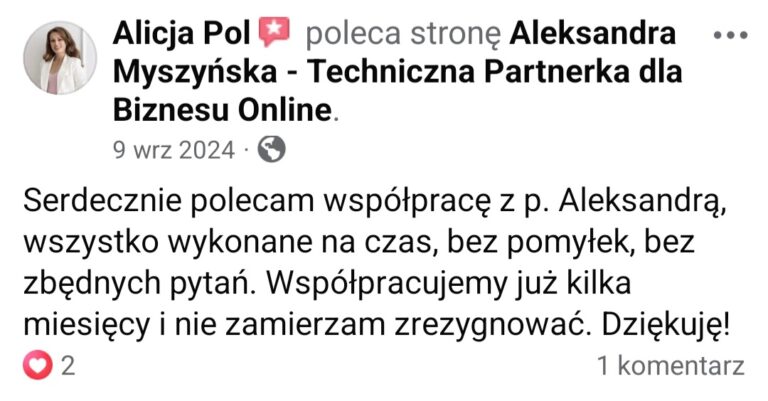 Aleksandra Myszyńska opinia o współpracy