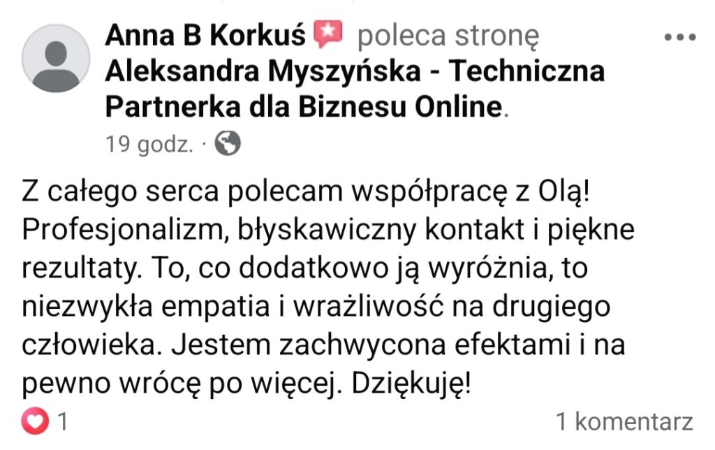 Aleksandra Myszyńska opinia o współpracy