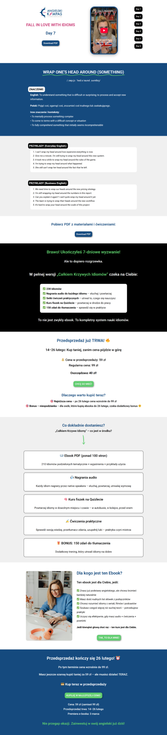 strona internetowa z materiałami do językowego wyzwania walentynkowego