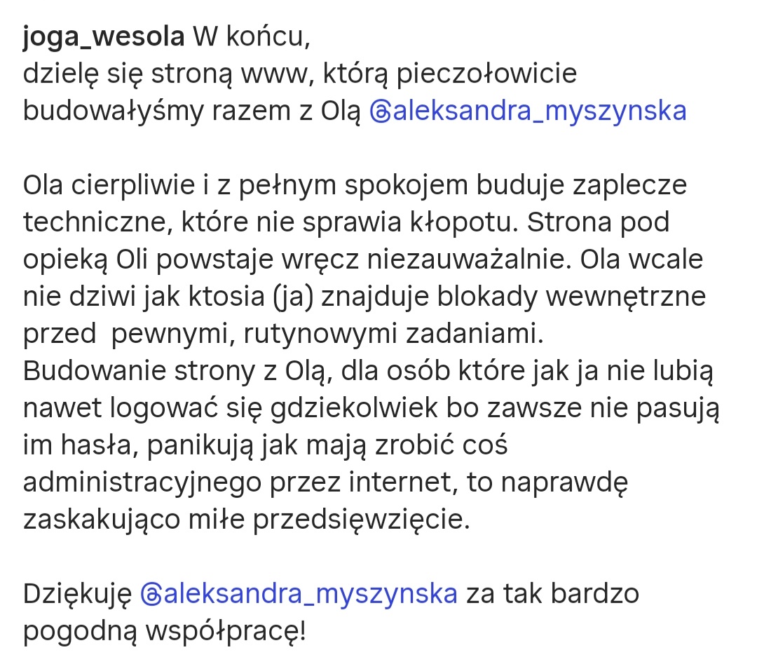 Opinia o współpracy