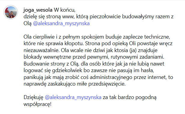 Opinia o współpracy