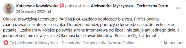 Aleksandra Myszyńska opinia o współpracy