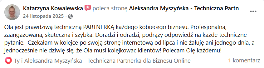Aleksandra Myszyńska opinia o współpracy