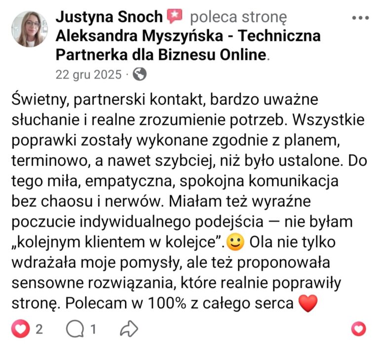 Aleksandra Myszyńska opinia o współpracy