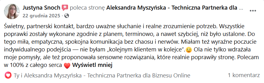 Aleksandra Myszyńska opinia o współpracy