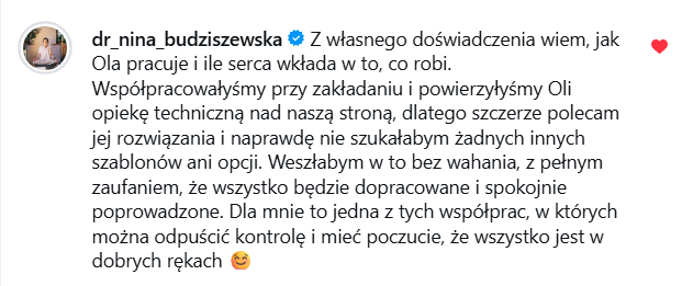 Aleksandra Myszyńska opinia o współpracy
