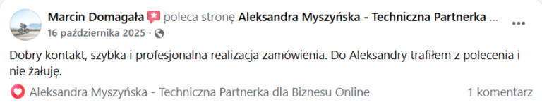 Aleksandra Myszyńska opinia o współpracy