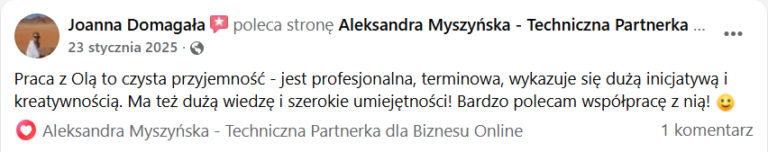 Aleksandra Myszyńska opinia o współpracy